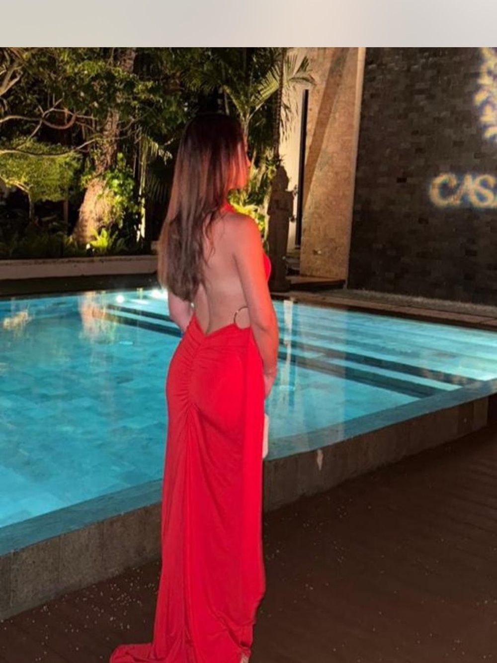 Women’s Red Backless Evening Swim Cover Dress